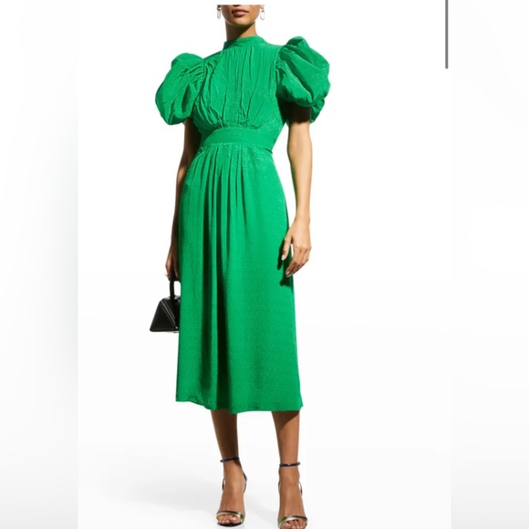 ROTATE BIRGER CHRISTENSEN NOON Green Puff Sleeve Dress - Picture 2 of 8
